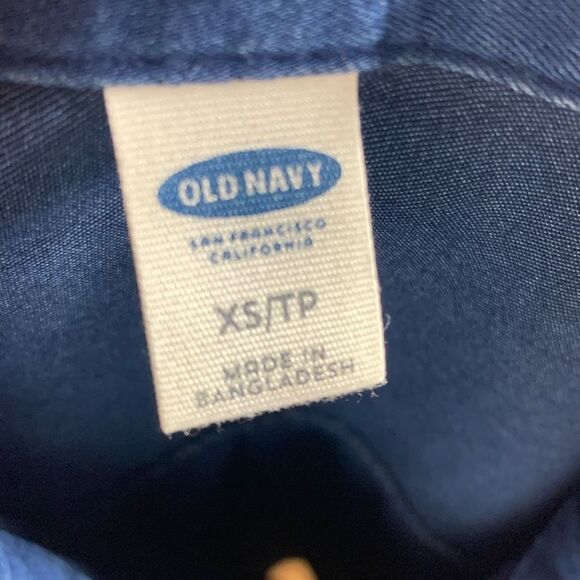 Old Navy Dark Navy Wash Chambray Long Sleeve Shirt Dress 100% Cotton Size XS - Picture 4 of 10